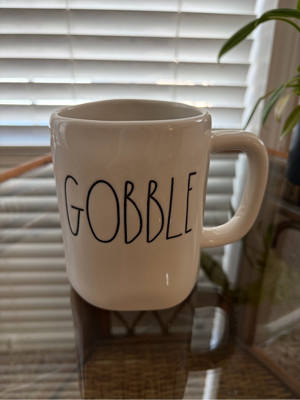 Rae Dunn “Gobble” White Ceramic Mug.